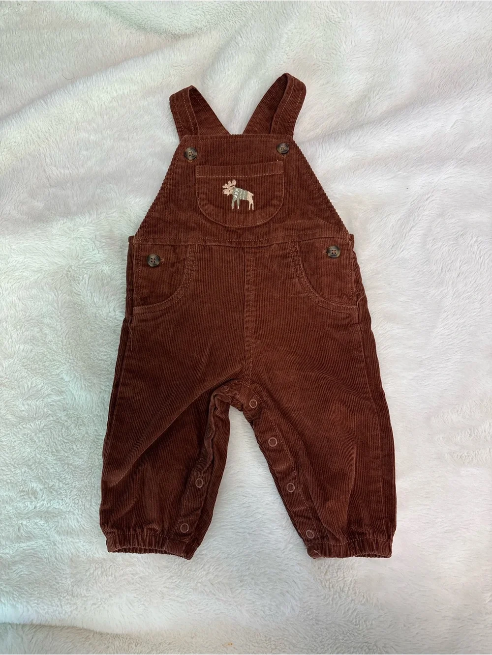 Carters Corduroy Baby Overalls with Moose Embroidery brown 6 months